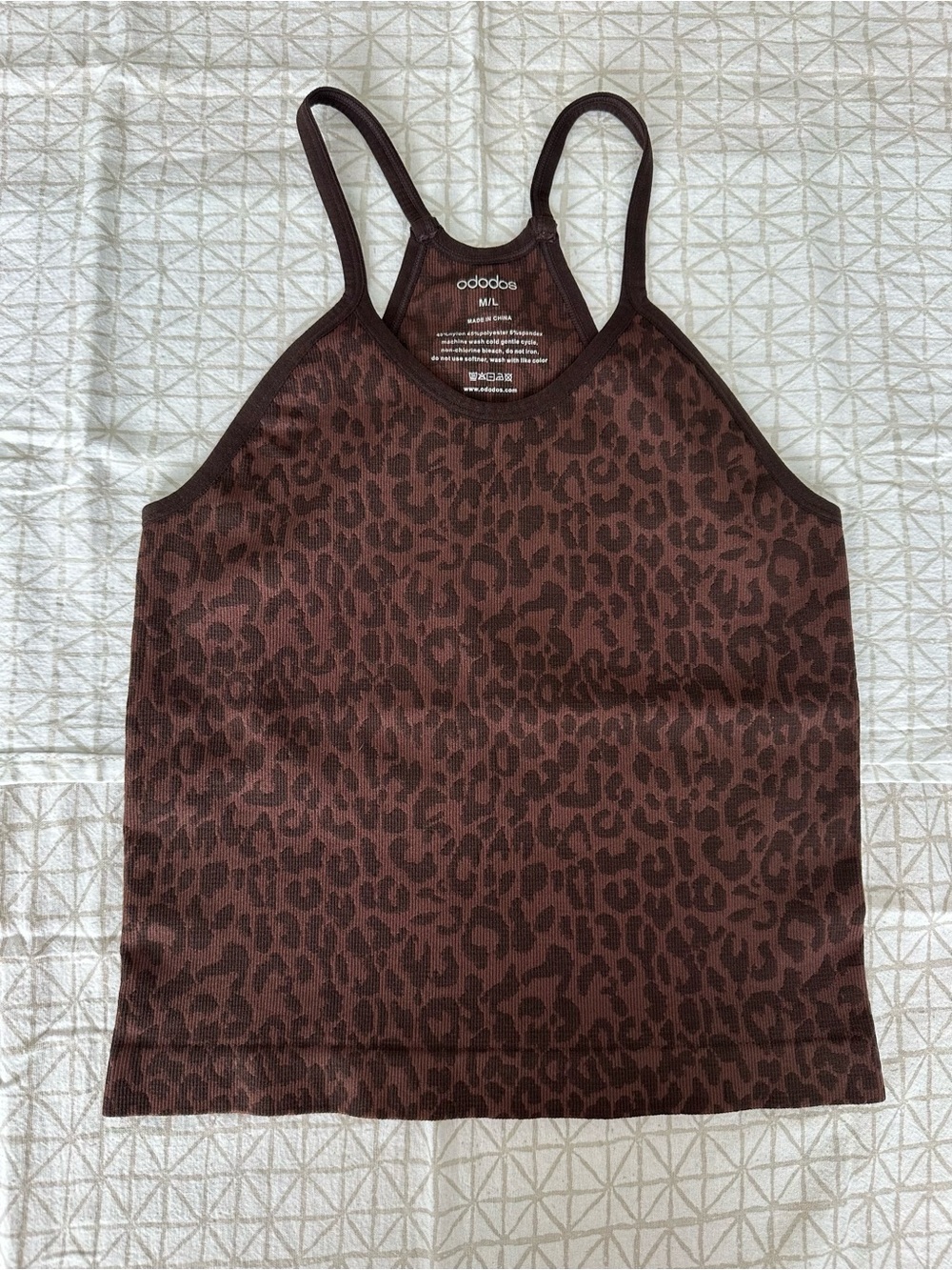 Ododos Brown Leopard-Print Racerback Crop Top